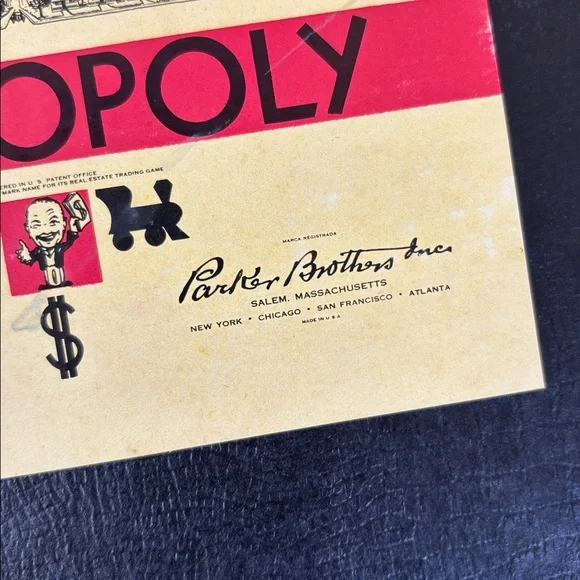 Vintage Monopoly Board Game 1935, 1945 Ephemera Collectible Paper Art Crafts